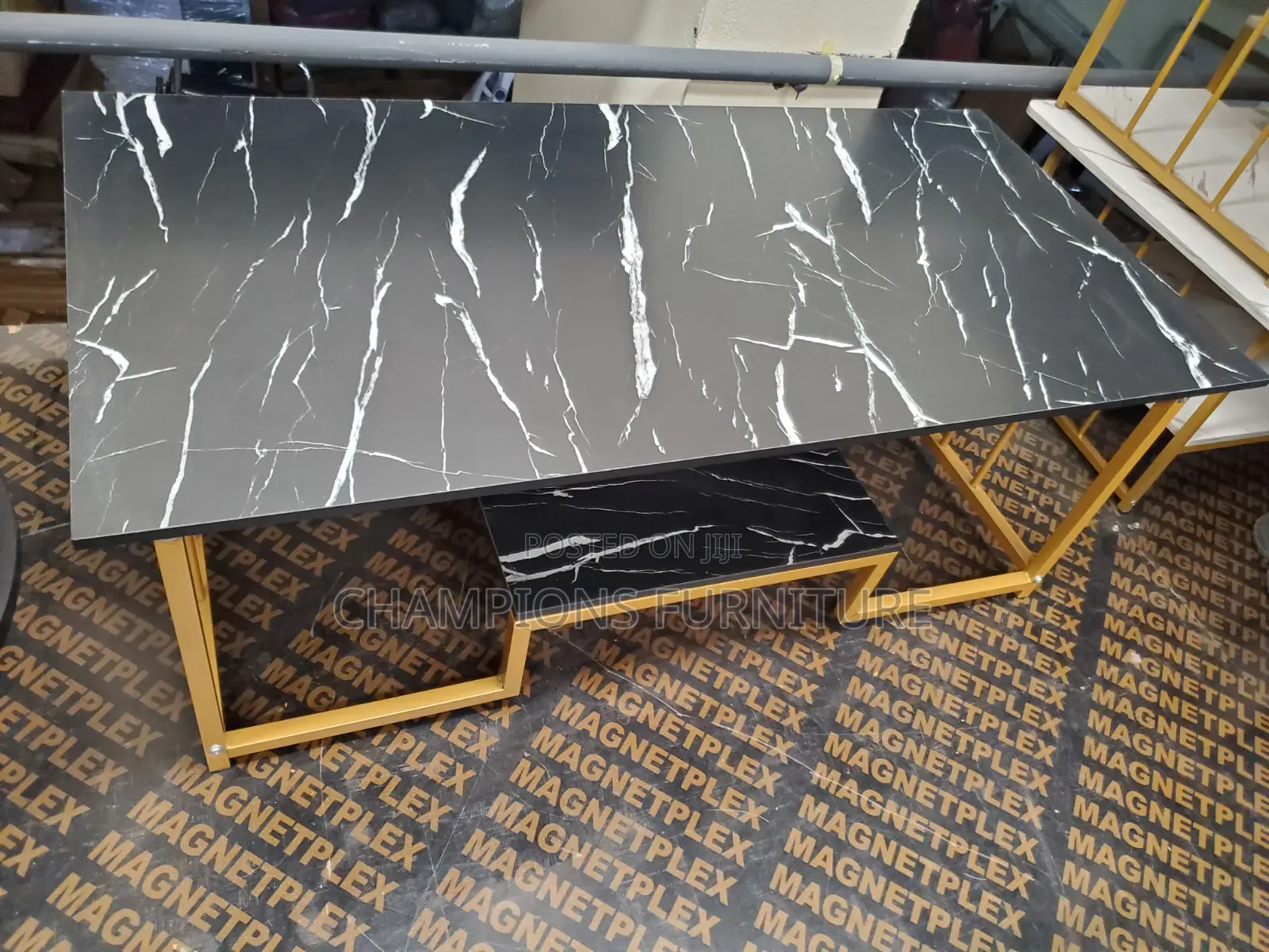 Rectangular Black Marble Finish Coffee Table