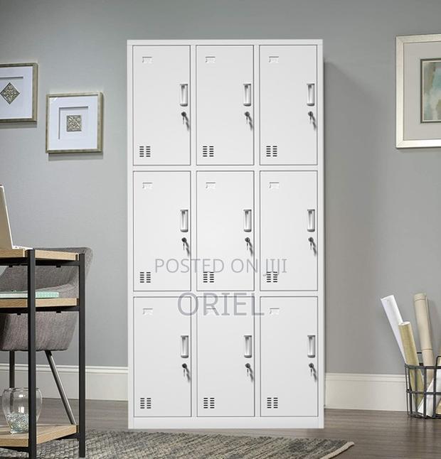 Office Cabinet : Staff 9-Unit Steel Locker Cabinet
