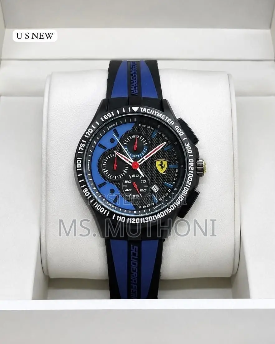 Black and Blue Dial Ferrari Wrist Watch