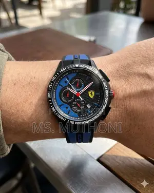 Black and Blue Dial Ferrari Wrist Watch