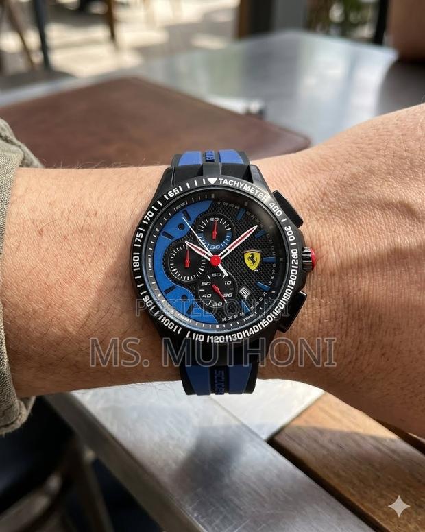 Black and Blue Dial Ferrari Wrist Watch
