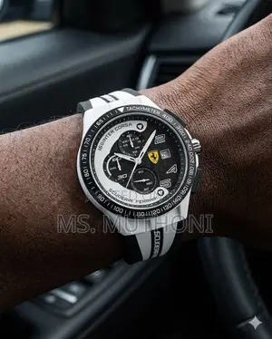 Black /Silver Scuderia Ferrari Tachymeter Sports Watch
