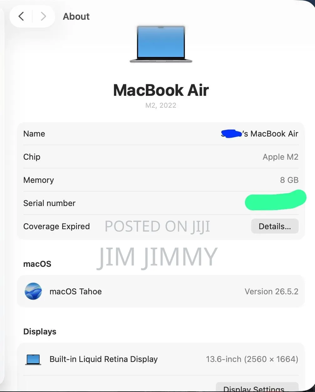 Laptop Apple MacBook Air 2022 M2 8GB Apple M2 SSD 256GB
