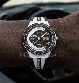 Scuderia Ferrari Inter Corsa Chronograph White/ Black Silicone Strap