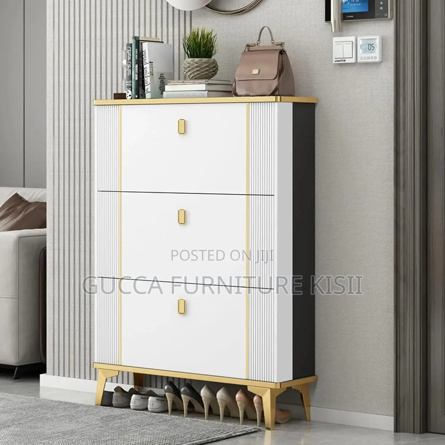Shoe Rack; 3-Drawer Modern Shoe Rack Storage