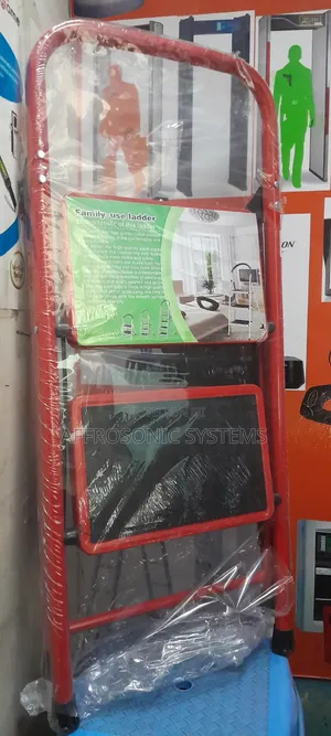 Foldable 2-Step Heavy Duty Steel Ladder - Red Black