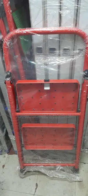 2-Step Steel Foldable Step Stool / Ladder (Red Black)