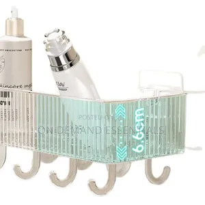 Acrylic Storage Shelf With Gold Hooks