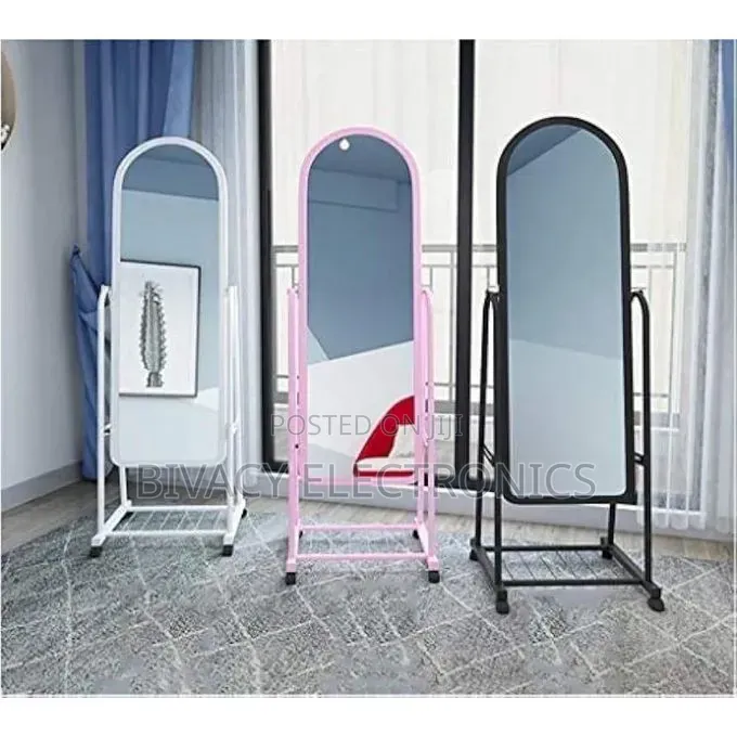 Black Full Length Dressing Mirror With Wheels and Shoes Rack