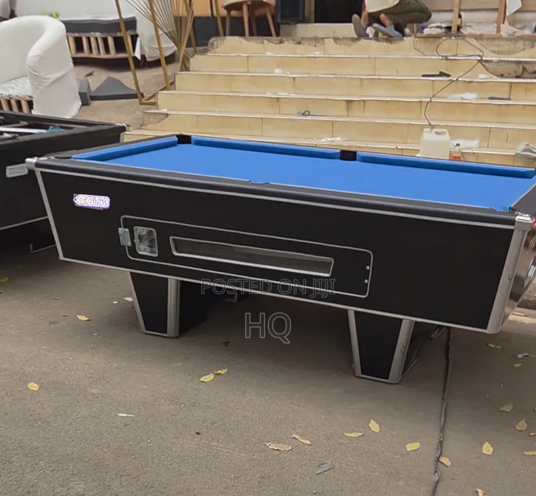 Pool Table With Sky Bright Blue Cloth Carpet Ceramic Leather