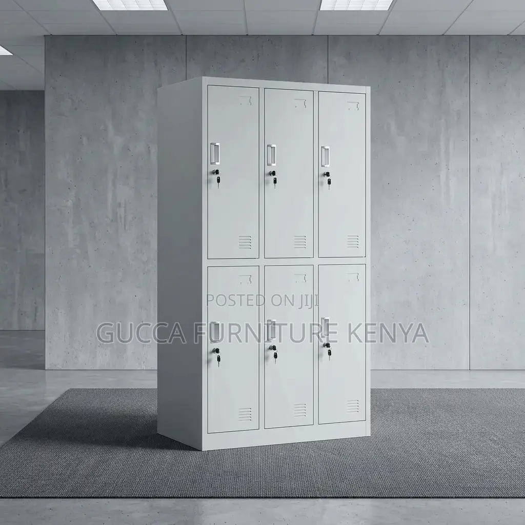 6 Door Metallic Gym Locker Cabinet