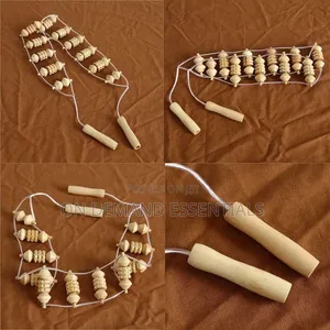 *Wood Back Massage Roller Rope Wood Therapy Back Massager