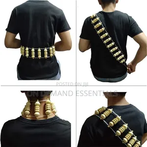 *Wood Back Massage Roller Rope Wood Therapy Back Massager