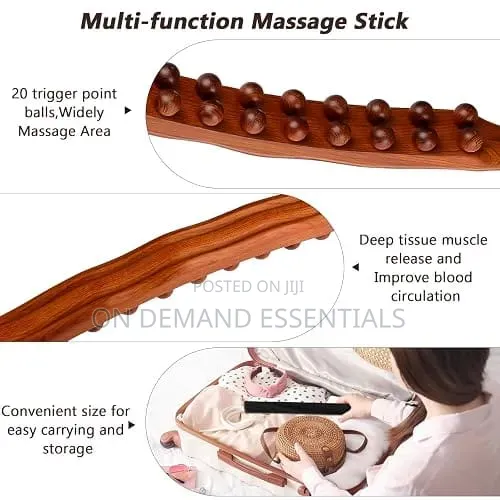 *Guasha Wood Stick Massage Tool, 20 Node/Beads