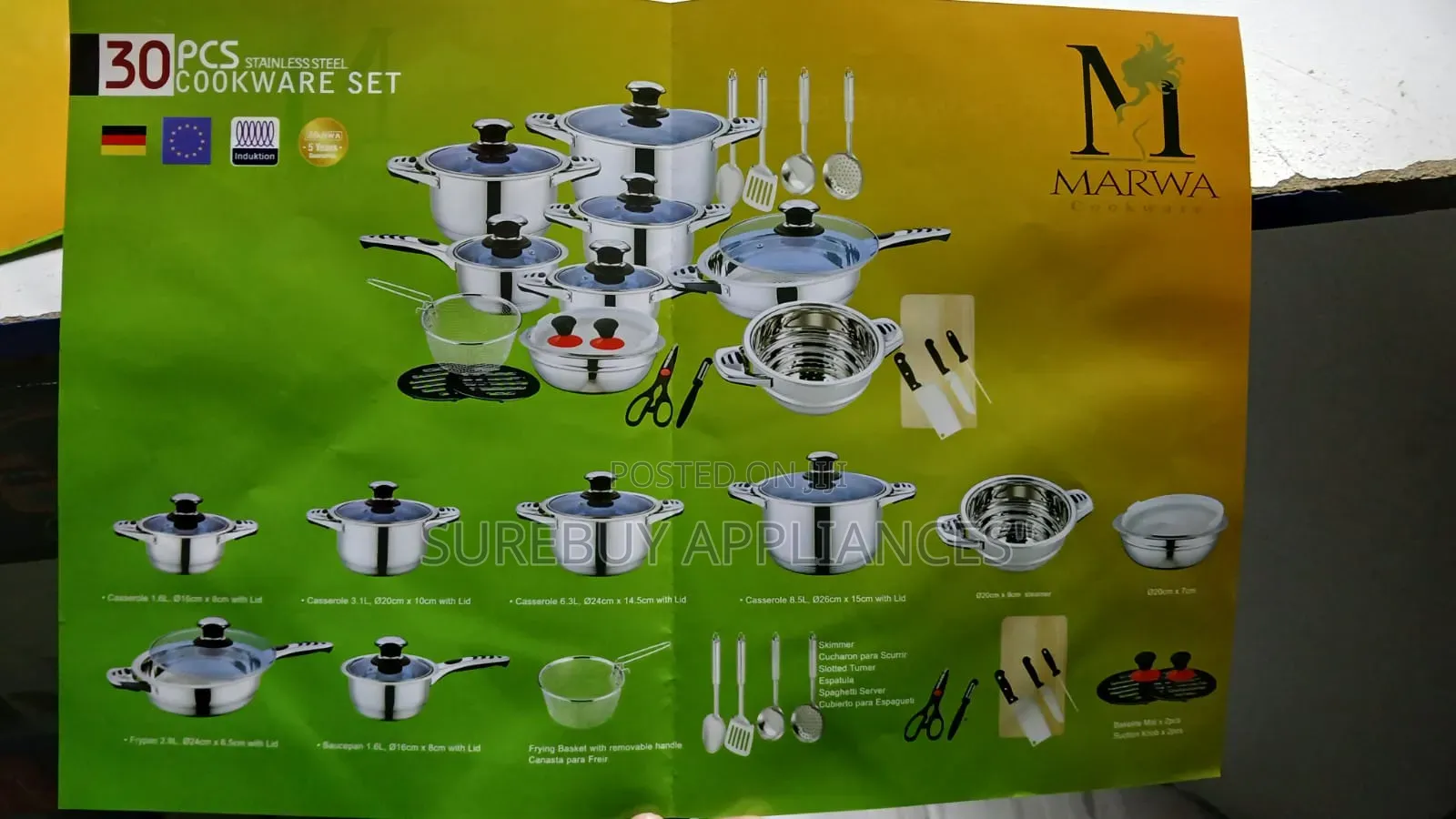 30 PCS Stainless Steel Cookwareset