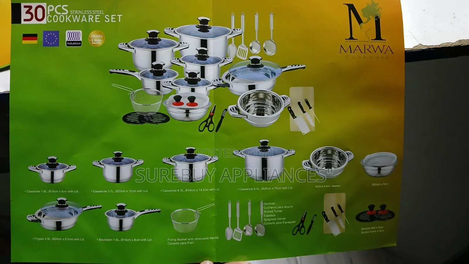 30 PCS Stainless Steel Cookwareset