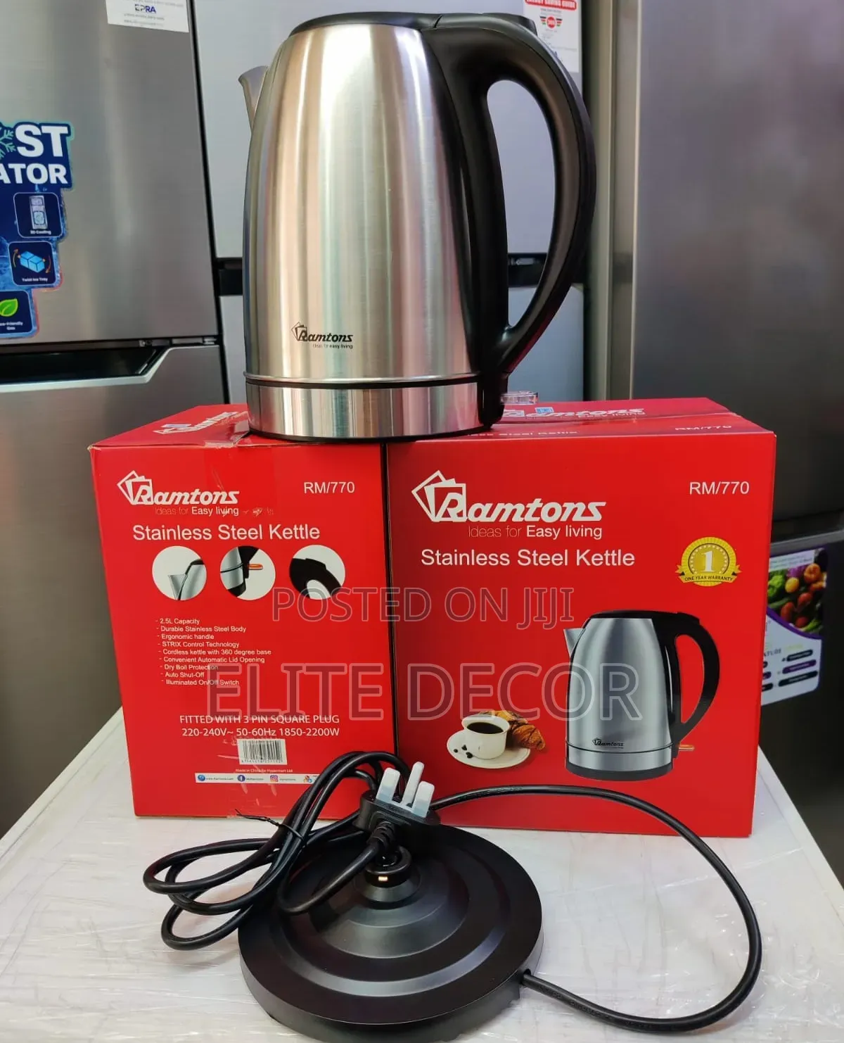 Ramtons RM/770 2.5L Stainless Steel Cordless Electric Kettle