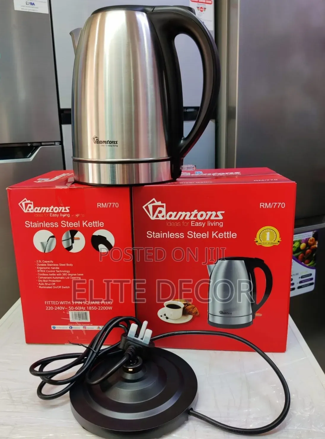 Ramtons RM/770 2.5L Stainless Steel Cordless Electric Kettle