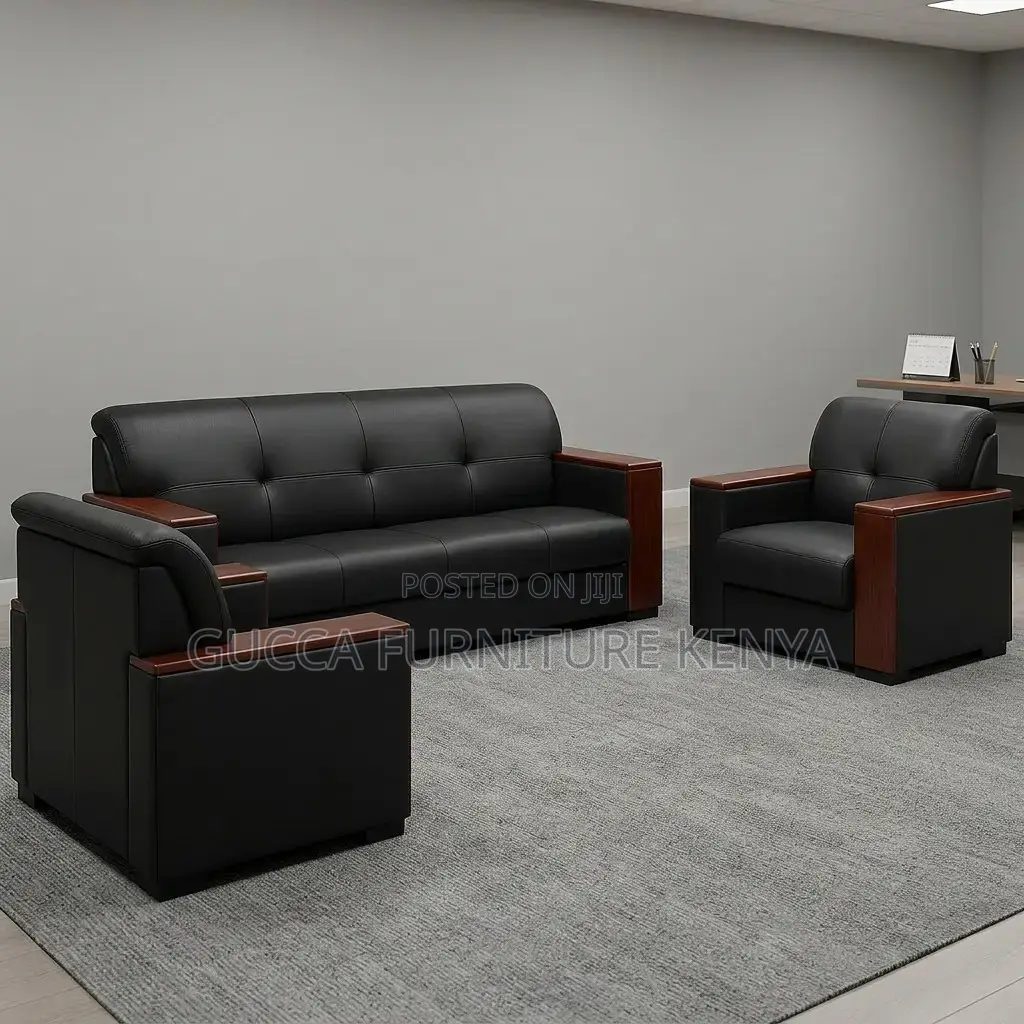 Leather Black 5-Seater Sofa