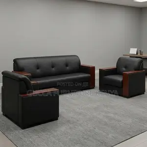Leather Black 5-Seater Sofa