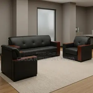 Leather Black 5-Seater Sofa