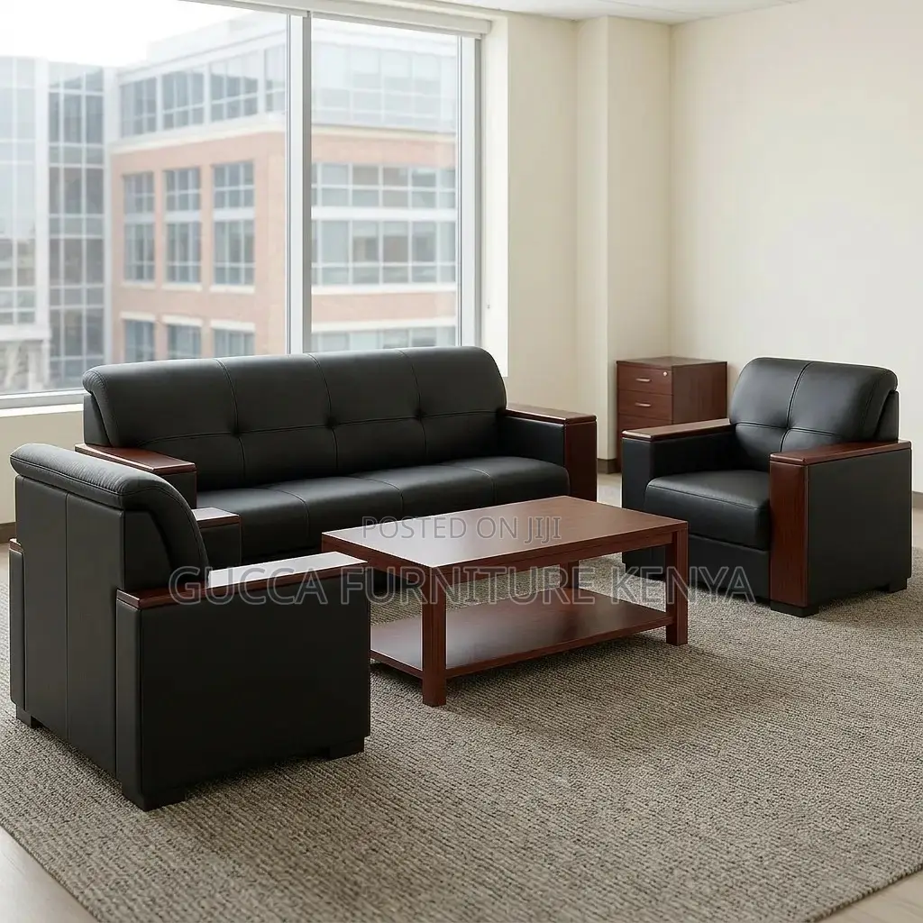 Leather Black 5-Seater Sofa