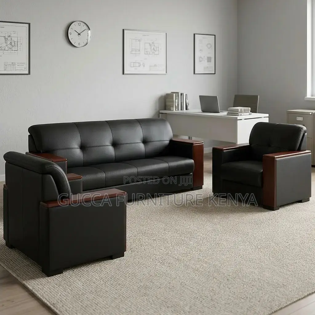 Leather Black 5-Seater Sofa