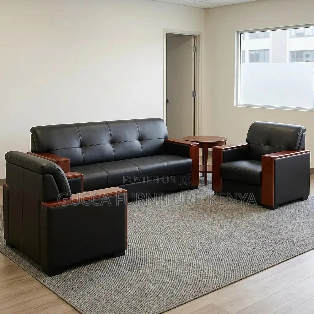 Leather Black 5-Seater Sofa