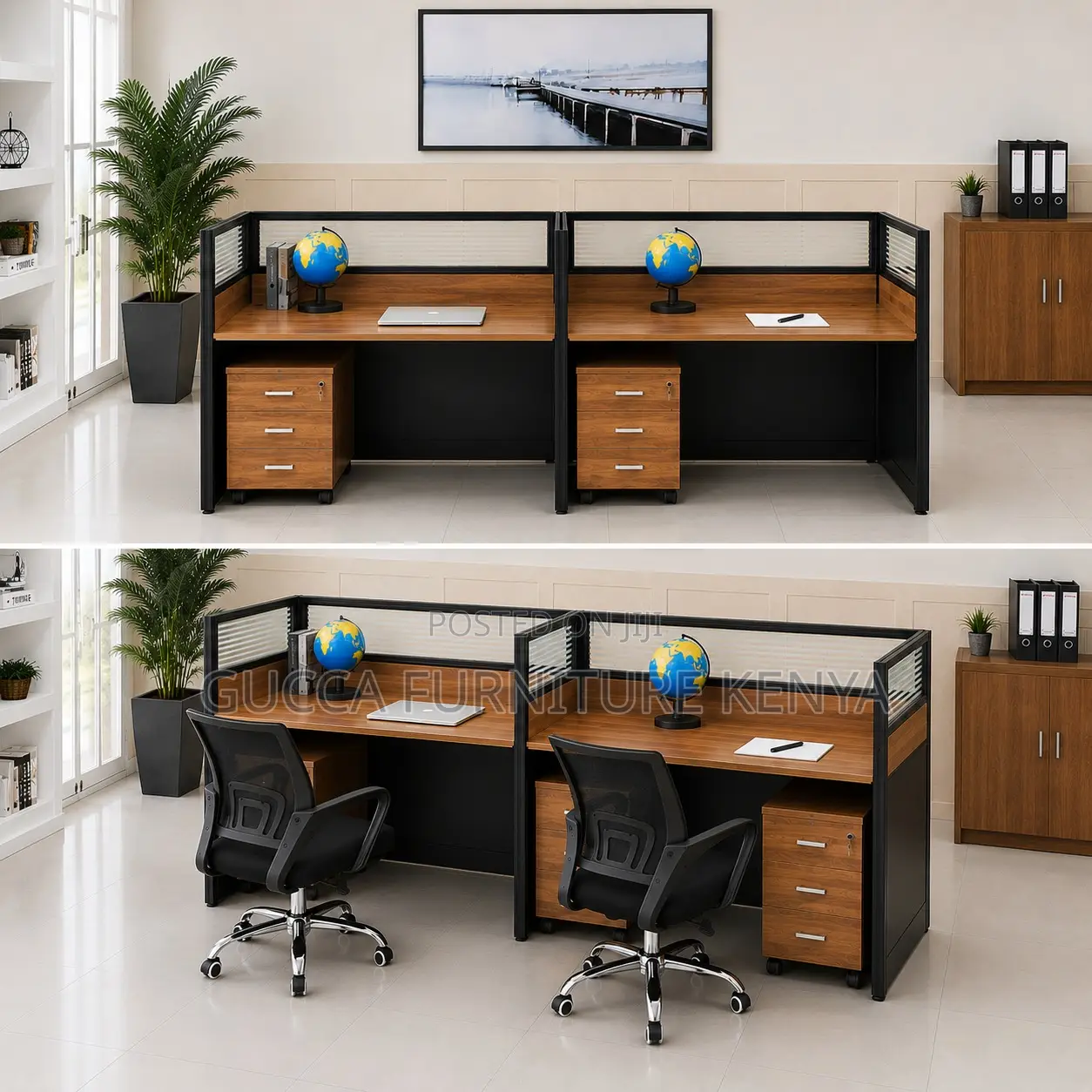 2-Seater Brown Modern Workstation.
