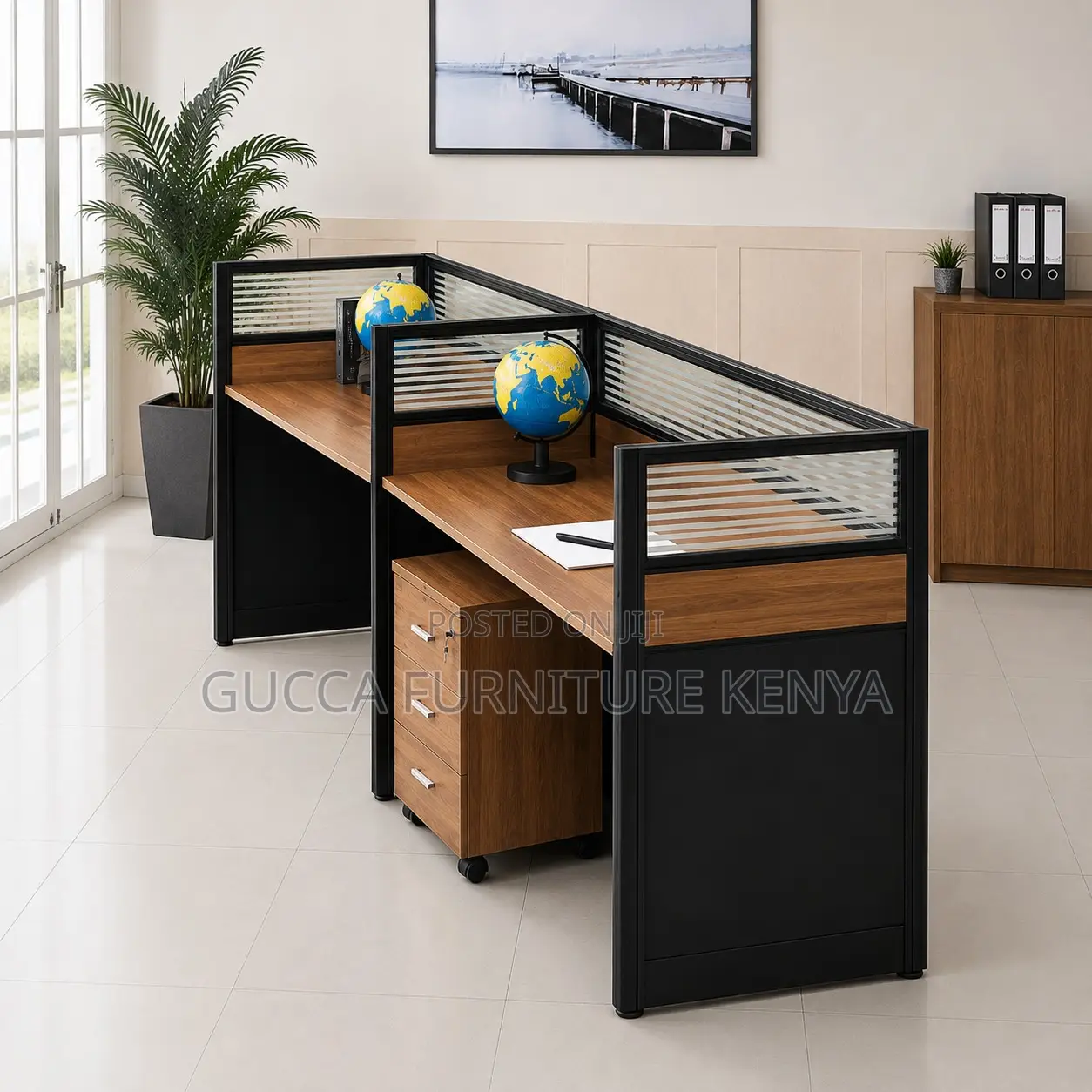 2-Seater Brown Modern Workstation.