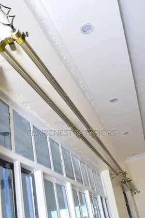 4m Wide Double Gold Adjustable Window Curtain Rods