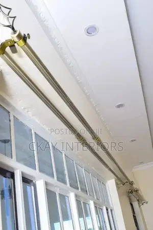 4m Wide Double Gold Adjustable Window Curtain Rods