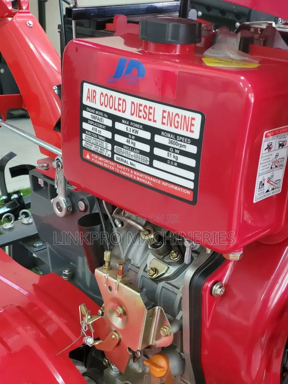Jiadi 8hp Walking Tractor With Air Cooled Diesel Engine