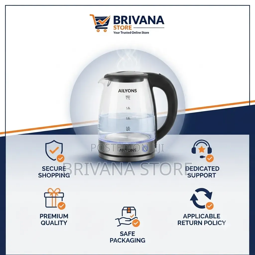 Ailyons 2L Glass Electric Kettle 2200W – Auto Shut-Off