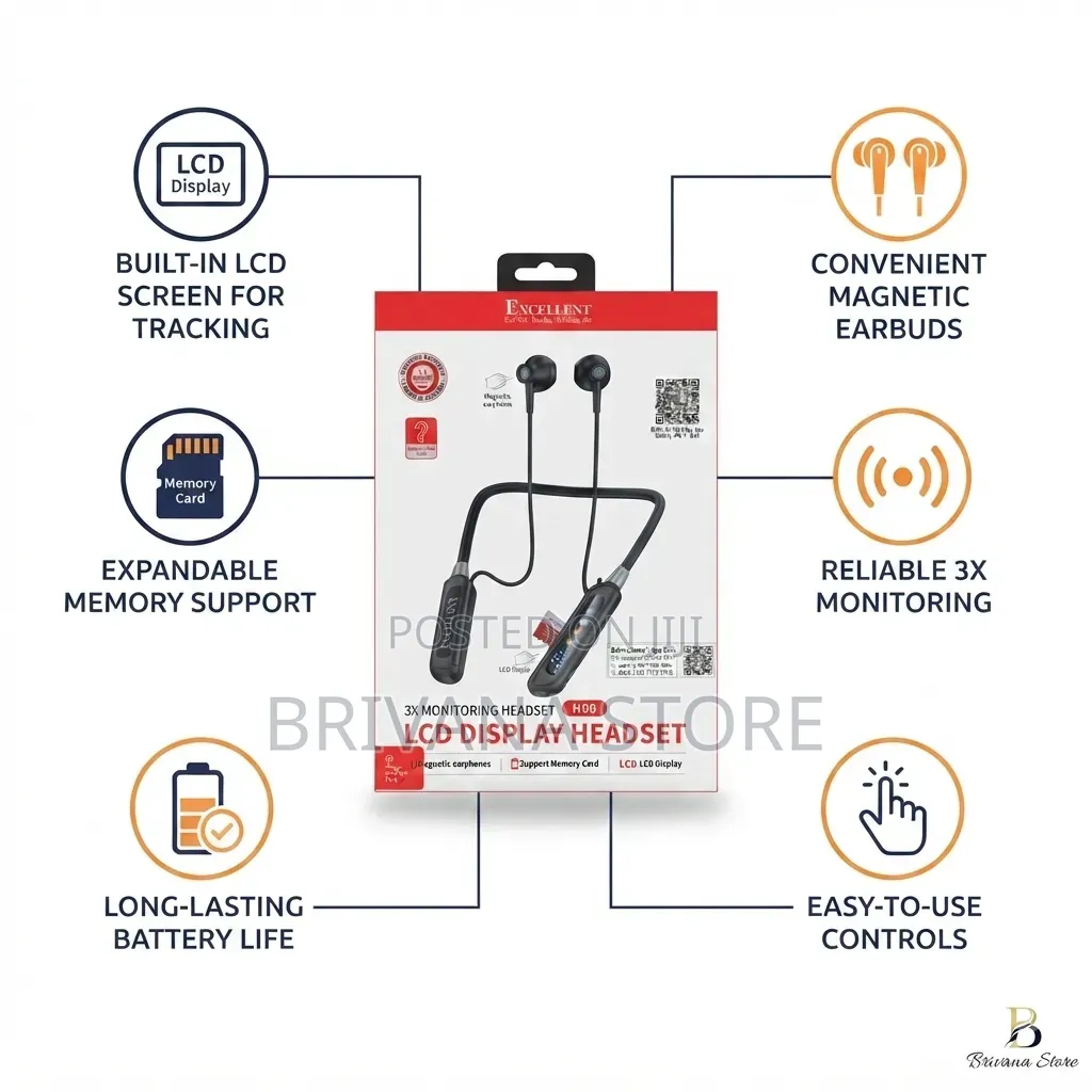 Excellent Wireless Bluetooth Neckband With LCD Display TF Card