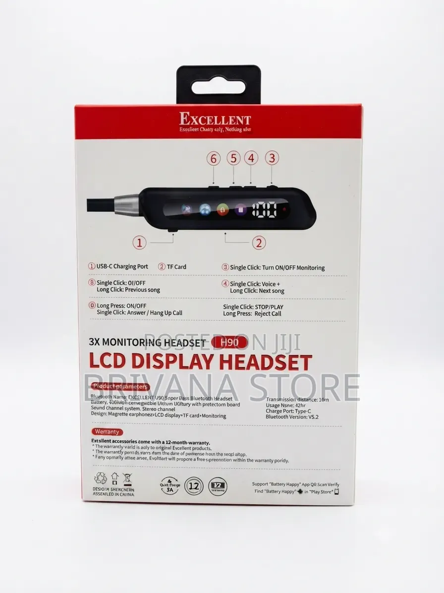 Excellent Wireless Bluetooth Neckband With LCD Display TF Card