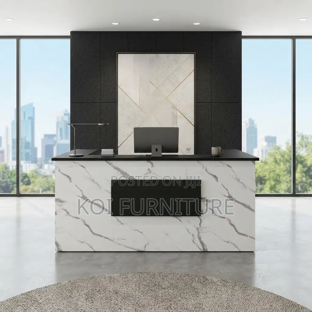 Reception Desk; 1800mm Elegant Office White Front Reception Desk