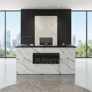 Reception Desk; 1800mm Elegant Office White Front Reception Desk