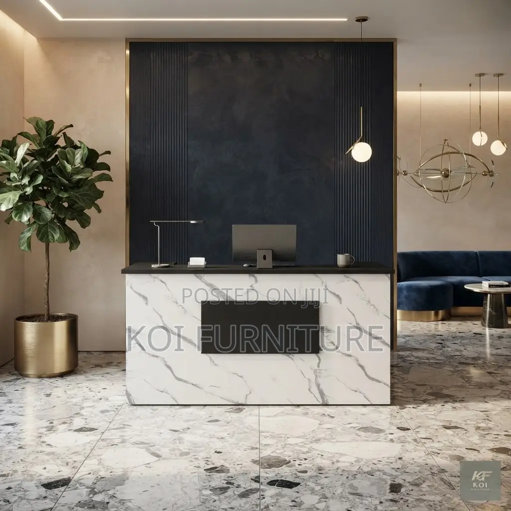 Reception Desk; 1800mm Elegant Office White Front Reception Desk