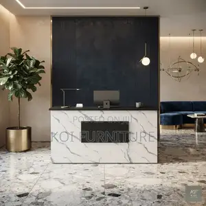 Reception Desk; 1800mm Elegant Office White Front Reception Desk