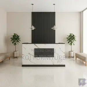 Reception Desk; 1800mm Elegant Office White Front Reception Desk