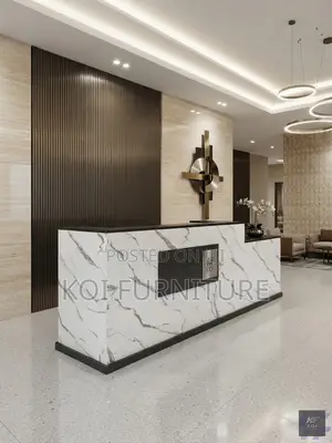 Reception Desk; 1800mm Elegant Office White Front Reception Desk