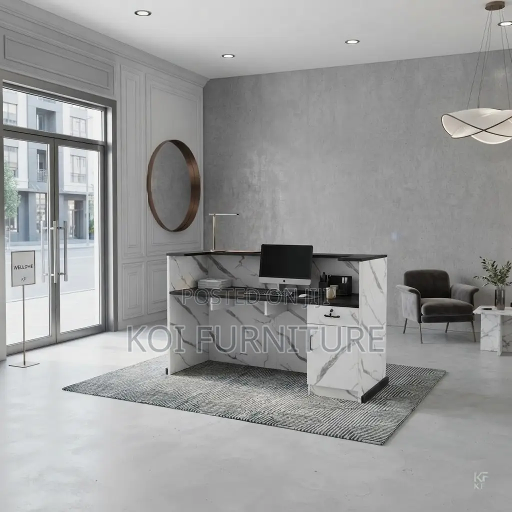 Reception Desk; 1800mm Elegant Office White Front Reception Desk