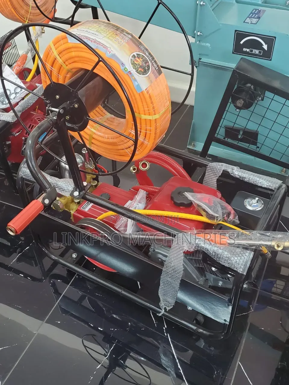 Aico Trolley Sprayer With Cable Reel Stand and 7.5hp Petrol Engine