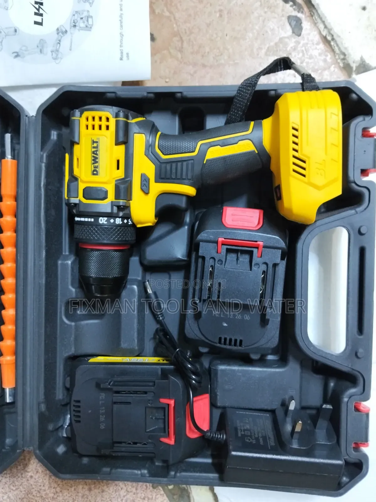 Dewalt Brushless Cordless Drill 198v 2 Battery Charger and Accessory
