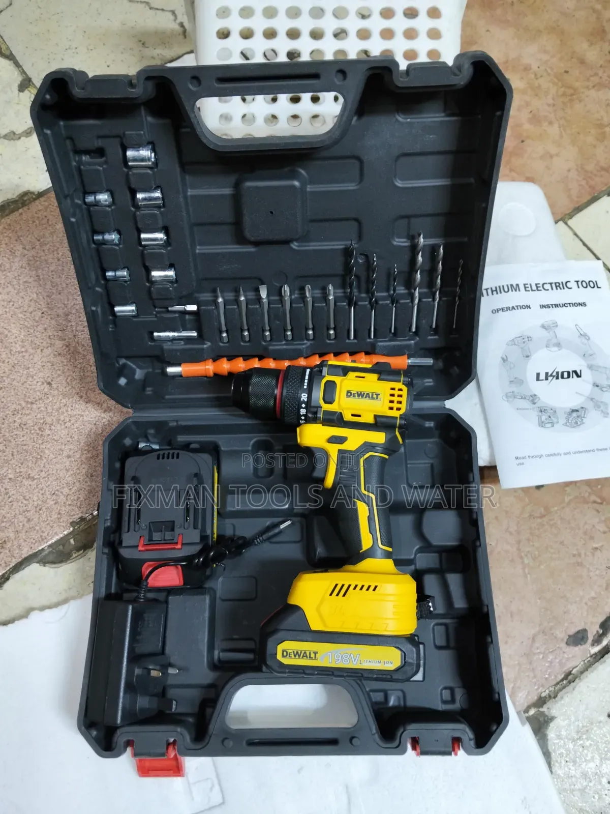 Top Power Dewalt Brushless Cordless Drill 2 Battery 198v Accessories