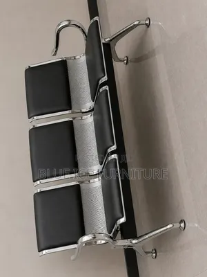 Black Leather Chrome Metal Office Reception Chair