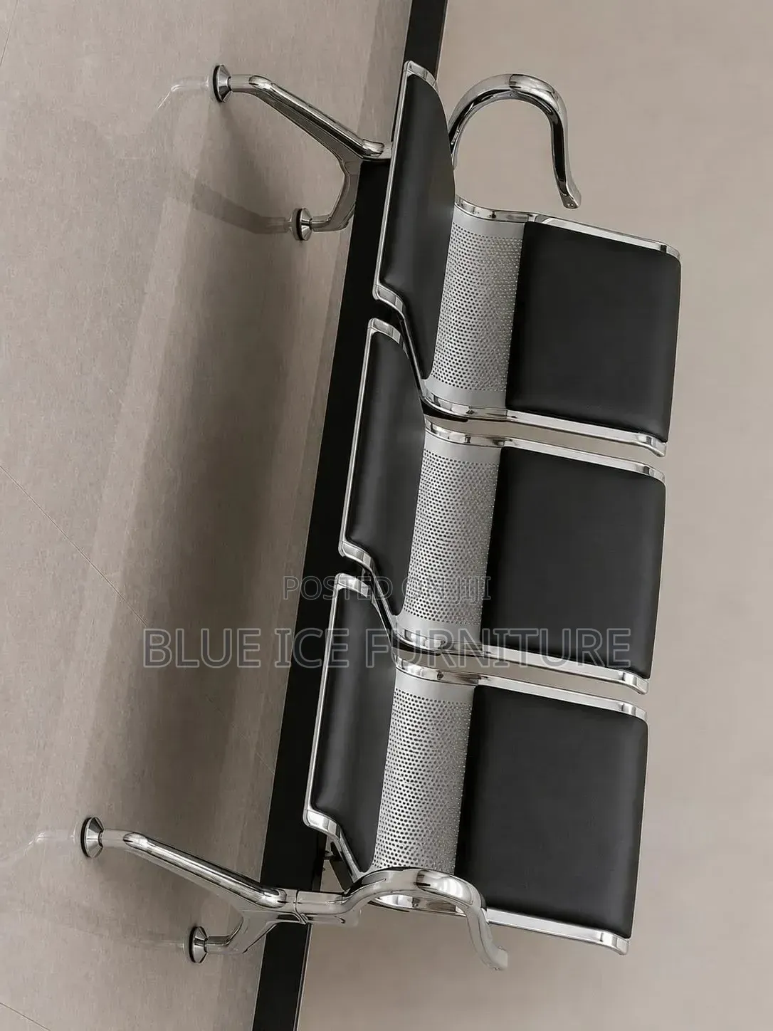 Black Leather Chrome Metal Office Reception Chair