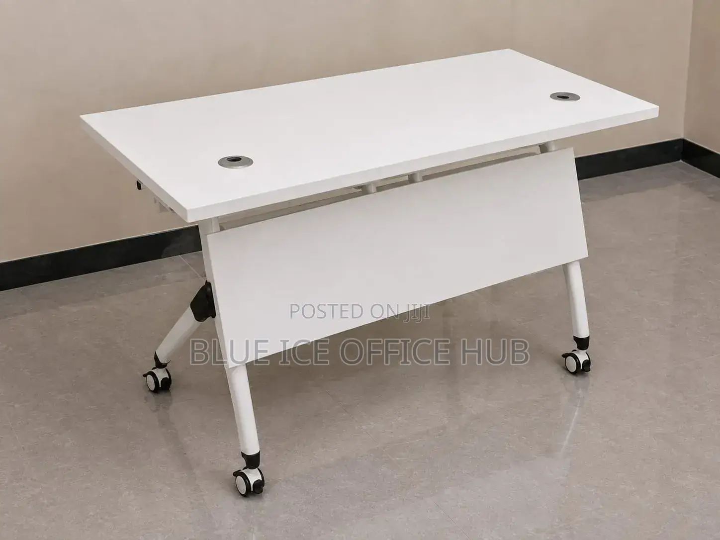 Modern White Office Desk With Wheels –Foldable