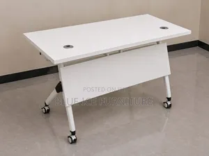 Modern White Office Desk With Wheels –Foldable